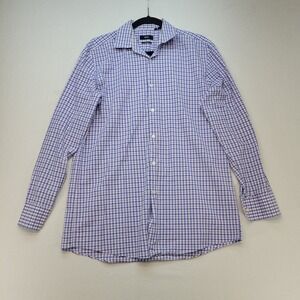 BOSS Hugo Boss Shirt Mens 15.5 32/33 Sharp Fit Purple Blue Check Button Up